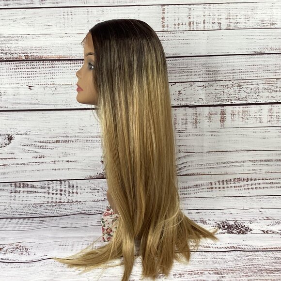 Judy #TT4/Blonde Extra Long Stright Lace Front Part Wig New Heat Safe Synthetic - Picture 4 of 7